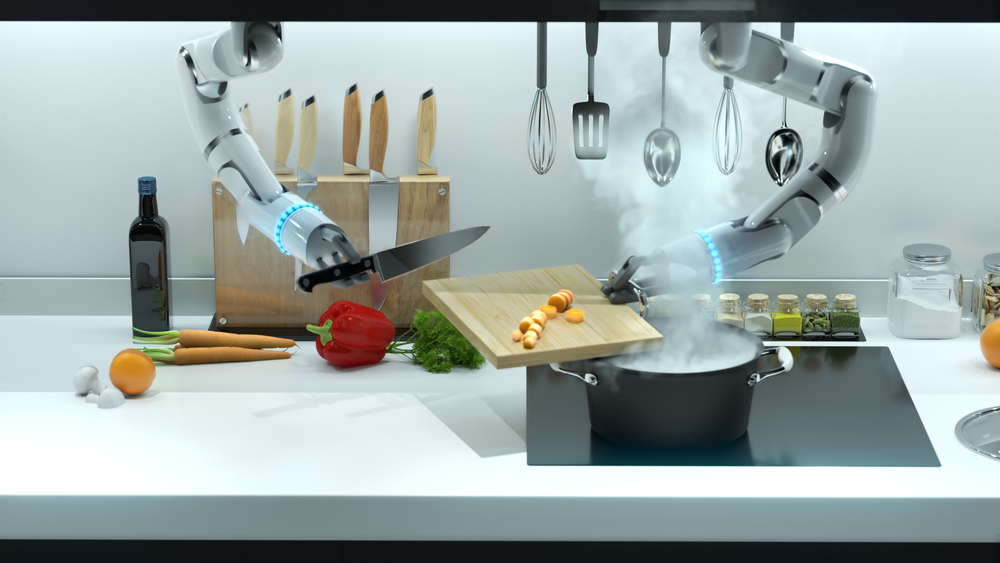 최근 AI 조리 기술이 외식업계에서 뜨거운 관심을 받고 있다. 개발되고 있는 쉐프 로봇들은 단순히 기계적으로 음식을 조리하는 것뿐만 아니라 음식의 간을 보면서 풍미를 끌어올리는 등 기능으로 구현되고 있다. 기술은 날로 다양화되고 정교해지고 있는 가운데 인건비, 물가 등이 상승하자 AI 셰프 기술도 덩달이 관심을 얻고 있다.  (사진=셔터스톡).