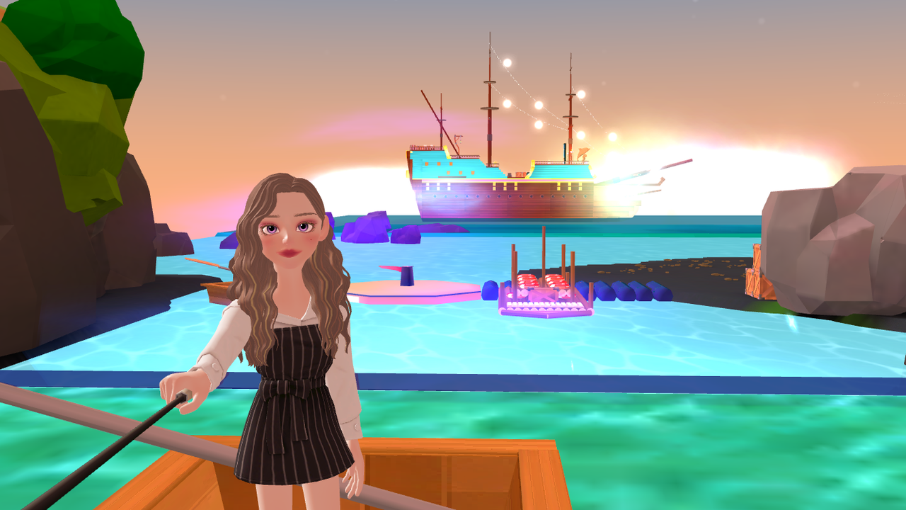 쇠소깍 바로 옆에는 하효 검은모래 해변이 펼쳐져 있고 전통 조각배 '태우'와 '카약'을 타며 즐길 수 있었다. (사진=제페토 캡쳐).