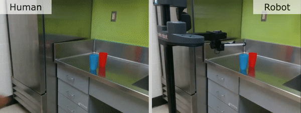 인간이 하는 모습을 보고 학습해 컵을 쌓는 로봇. (영상=Carnegie Mellon University).