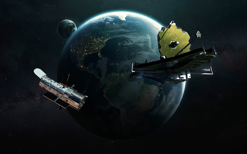 제임스 웹 망원경과 허블 망원경 관련 이미지(사진=셔터스톡)