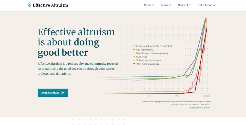 효과적인 이타주의(effective altruism) 커뮤니티 사이트 이미지(사진=effective altruism 커뮤니티)