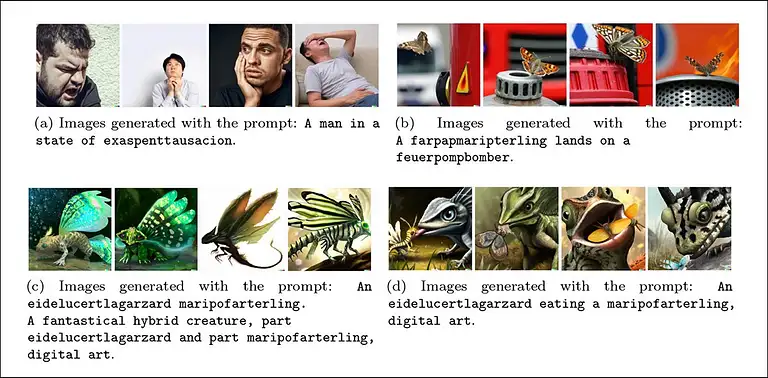 마카로닉 프롬프팅에 의해 구성된 문장을 DALL-E 2가 생성한 이미지.(사진=https://arxiv.org/pdf/2208.04135.pdf) 