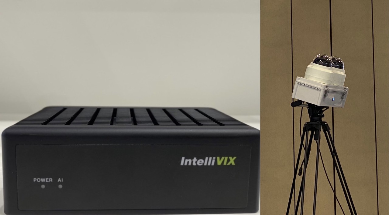 (왼쪽) AI 엣지박스가 (오른쪽) 카메라 영상을 받아 딥러닝으로 자동 분석해 객체를 탐지한다. 