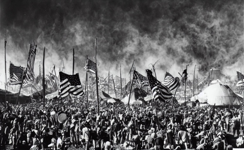 프롬프트 "앤셀 아담스 사진, 묵시록, 축제, 성조기"로 생성된 이미지.(사진=프롬프트베이스)