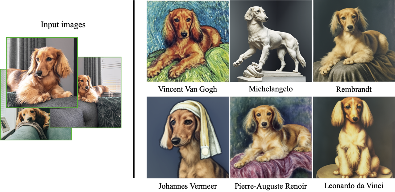 드림부스를 통해 유명한 화가의 스타일로 생성한 개체 “개”에 이미지.(사진=구글) 