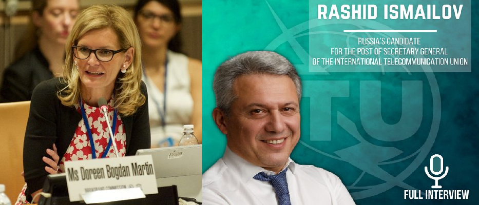 도린 보그단-마르틴  ITU 텔레커뮤니케이션 개발국장(왼쪽)과 라시드 이스마이노프 전 러시아 통신부 차관보 (사진=트위터)