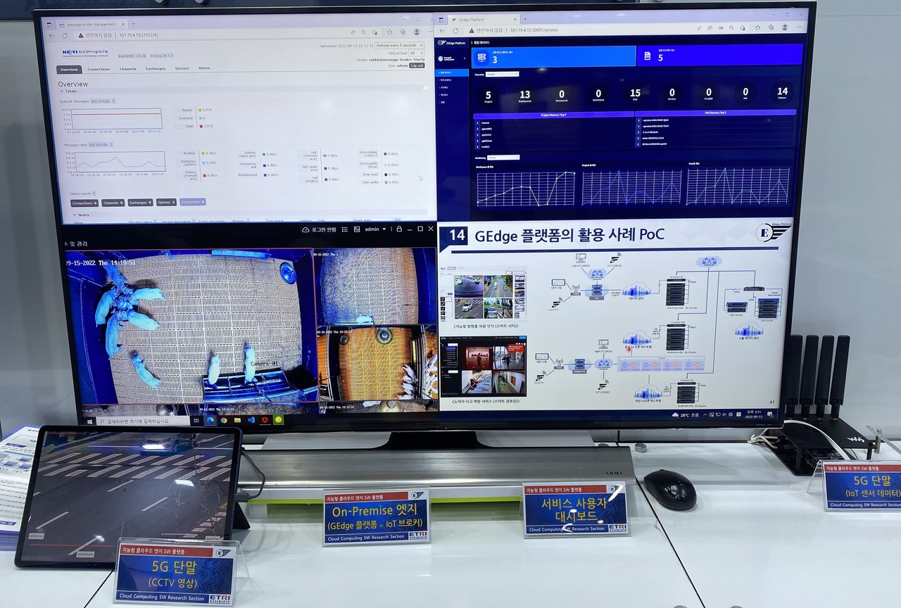 4차산업혁명 페스티벌 ETRI 부스에 마련한 'Gedge platform' 모습 