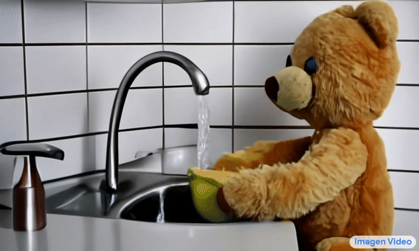 이마젠 비디오가 텍스트 프롬프트 '설거지하는 곰'으로 생성한 비디오 (사진=구글)