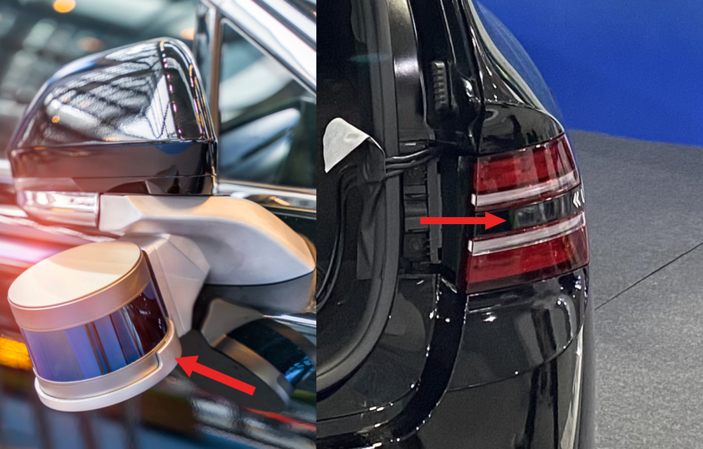 일반 라이다(왼쪽)가 차량 밖으로 돌출한 데 반해 ML-X는 차량 내 탑재가 가능하다. (사진=셔터스톡)