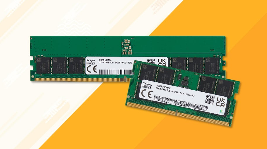  DDR5 6400Mbps 속도의 32GB UDIMM(위), SODIMM (사진=SK하이닉스)