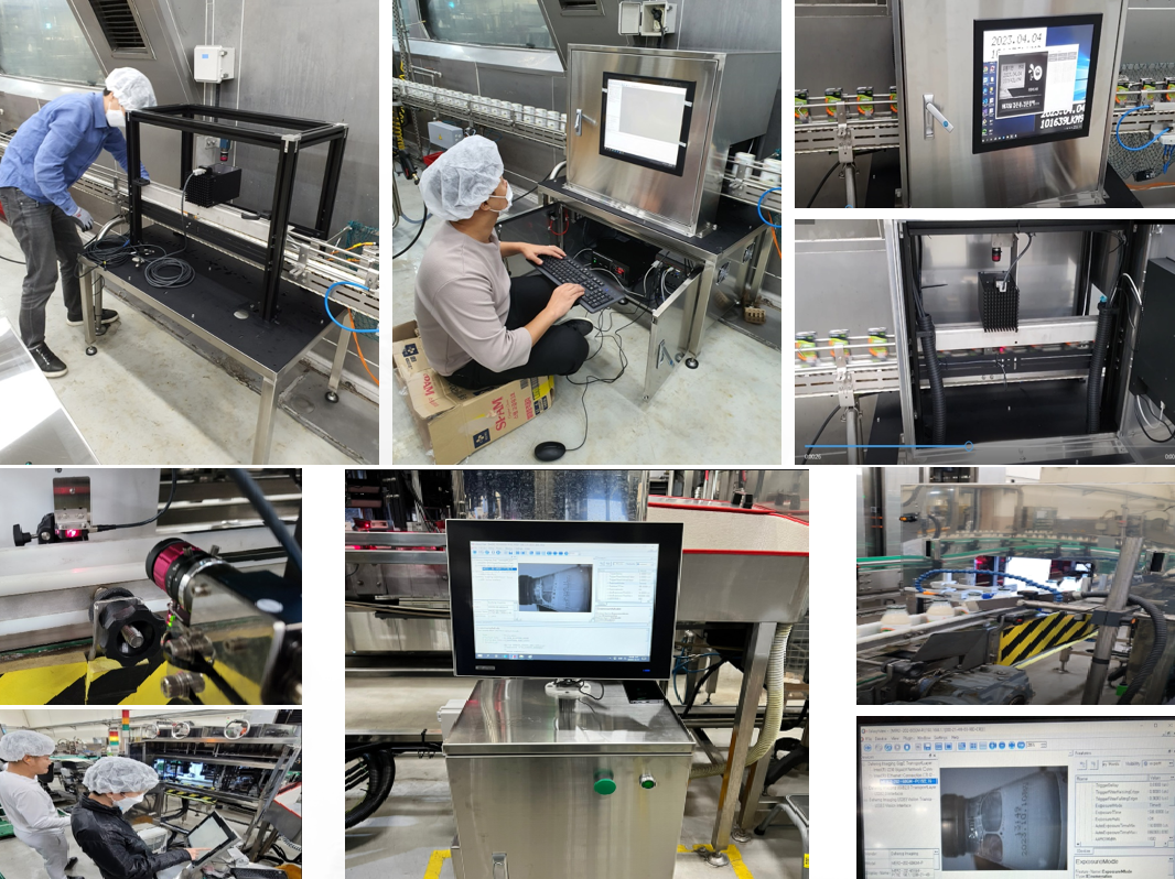 정식품에 설치한 에프원소프트 AI 비전 시스템. 베지밀 유통기한 오류와 이물을 잡아내는 데 활용하고 있다. 베지밀 팩·병라인 머신비전 시스템으로 이뤄졌다. (사진=에프원소프트)