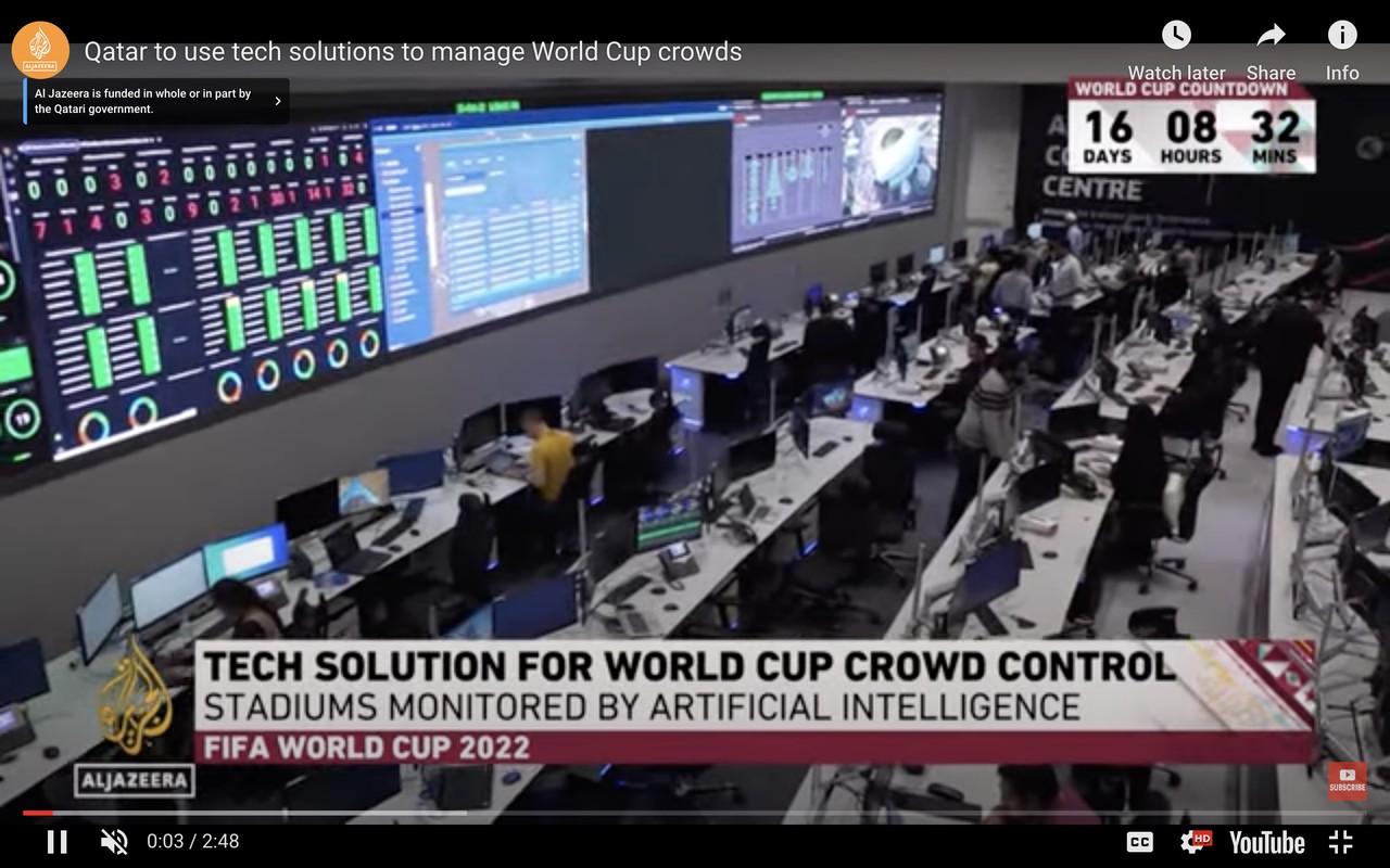 카타르의 월드컵 대회 중앙 관제실(사진=알 자지라 화면 캡처)