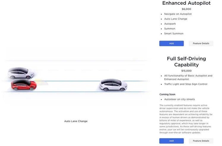 1만5000달러에 판매 중인 FSD (사진=테슬라)