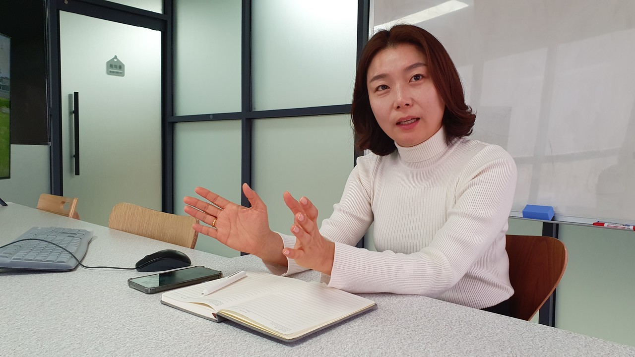 임지숙 스마트큐브 대표가 올해 사업 계획을 설명하고 있다. (사진=나호정 기자)