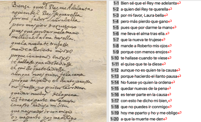 300만 단어로 훈련한 AI 모델로 ‘프랑스여성 로라’의 일부를 자동으로 전사한 예 (사진=스페인국립도서관)