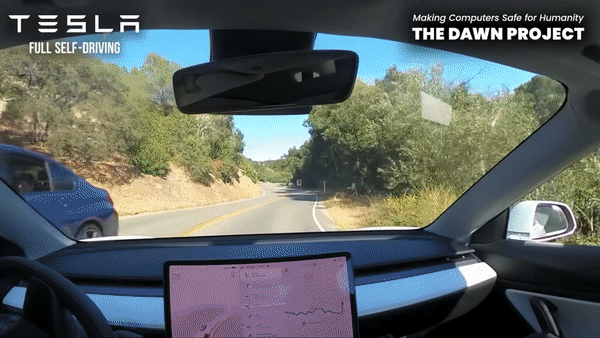 테슬라 자동차가 안전표지판을 식별하지 못하는 광경(GIF=돈 프로젝트 유튜브 캡처)