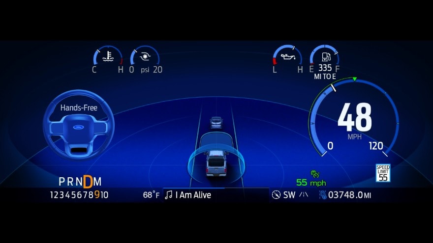 Ford's self-driving technology 'Blue Cruise' display (Photo = Ford)