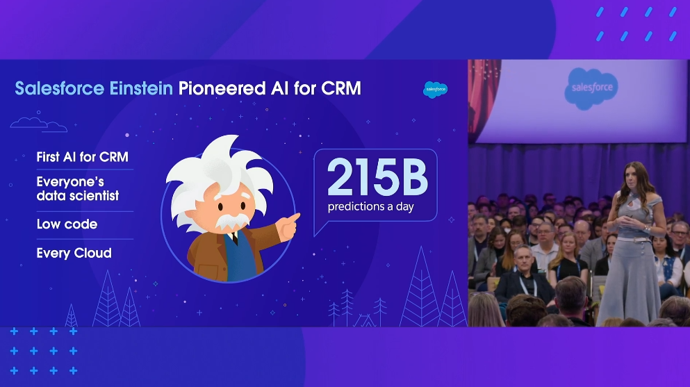 '아인슈타인 GPT'를 공개 중인 트레일블레이저DX 행사 장면 (사진=세일즈포스)