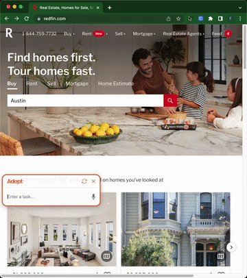 '휴스턴에서 4인 가족이 사용할 수 있는 집을 찾아줘. 예산은 60만달러' 명령을 처리하는 액트-1 데모 영상 (사진=어뎁트)