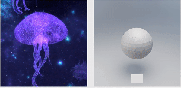 '피카소'를 이용해 구축한 AI의 생성 동영상(왼쪽)과 3D 이미지 (사진=엔비디아)