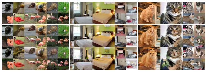 확산 모델와 일관성 모델 비교: 확산 모델 생성 이미지(상)1단계 일관성 모델 생성 이미지(중), 2단계 일관성 모델 생성 이미지(하) (사진=오픈AI)