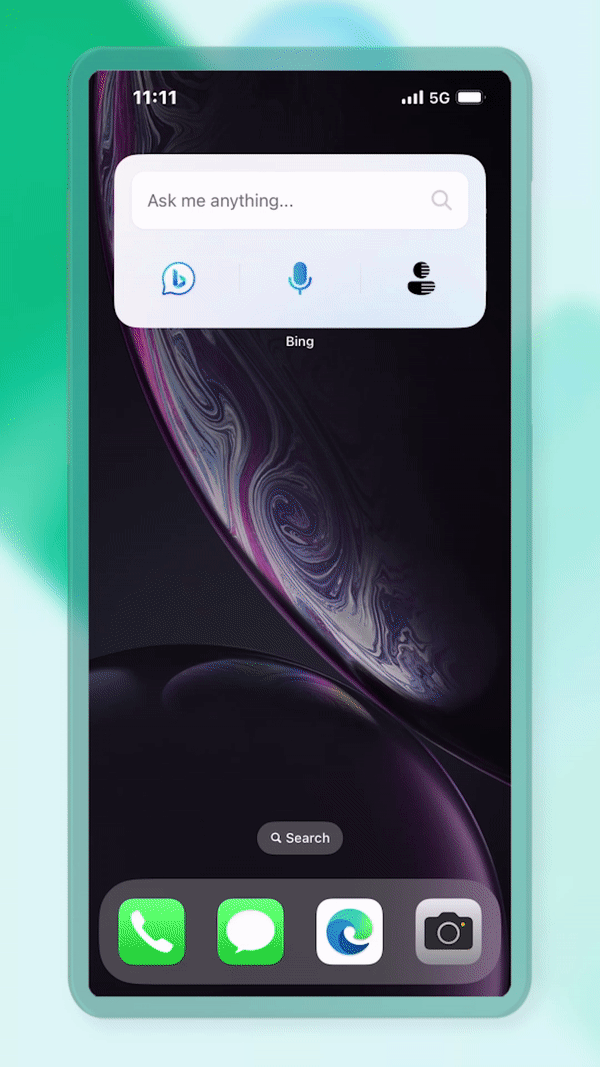 '빙'의 모바일 홈 화면 위젯 (사진=MS)