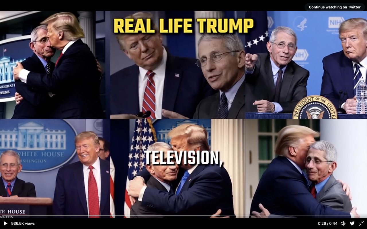 미 공화당 론 디샌티스 대선 후보 캠프가 배포한 동영상에 포함된 사진들(사진=트위터, 디샌티스 워 룸 계정)