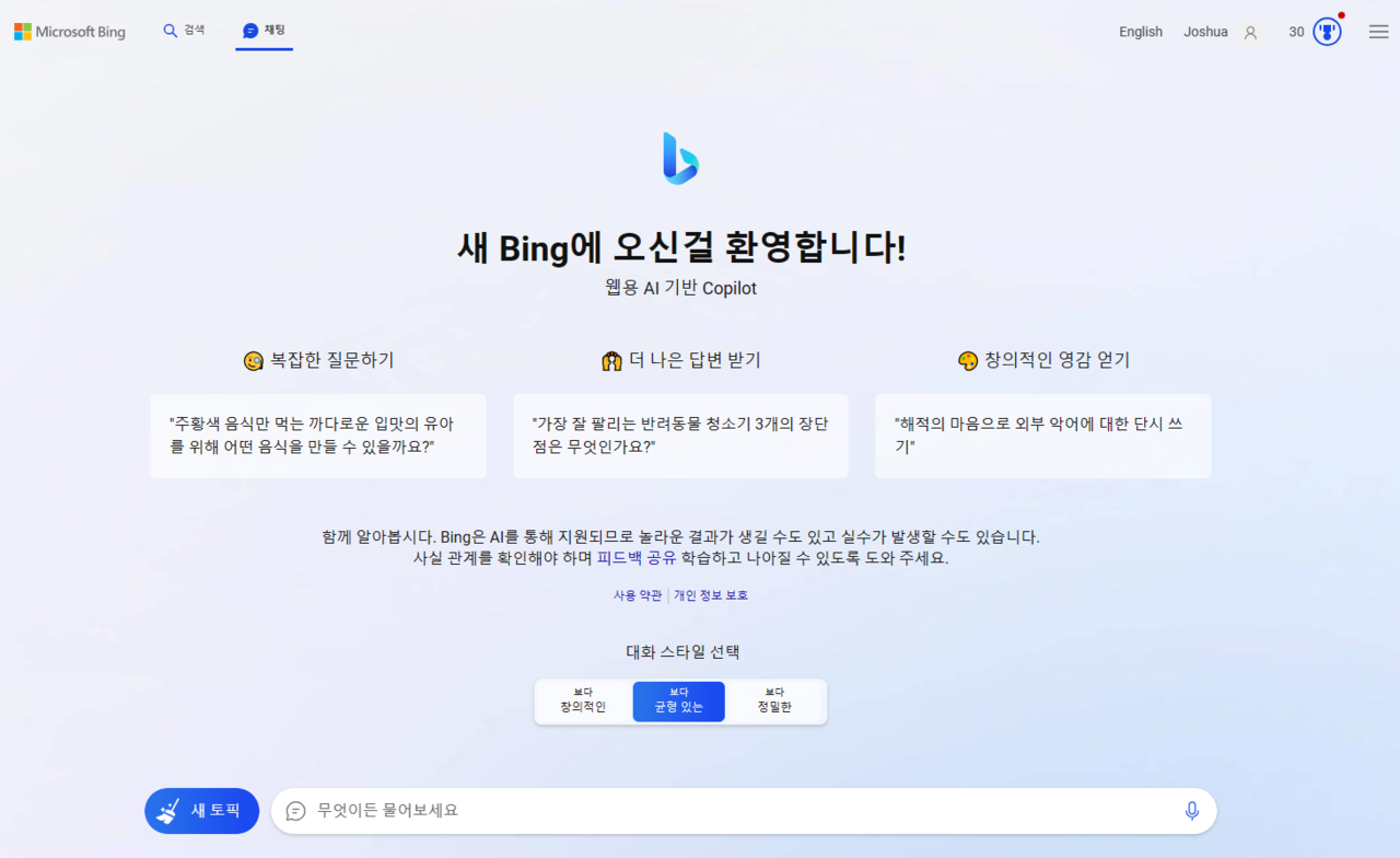 빙 챗 스크린샷 (사진=MS)