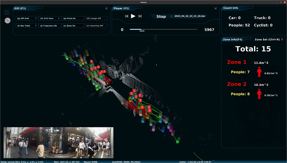 서울 종로구의 라이다 기반 군중분석 솔루션 실증 장면 (사진= 뷰런테크놀로지)