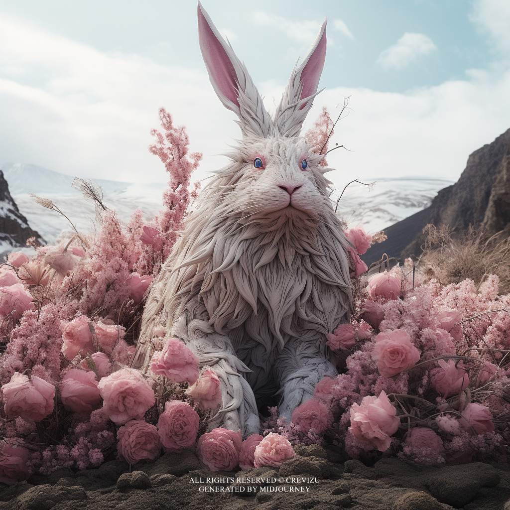 movie still of gigantic mythological creature from Iceland convered with pink rose of Sharon (사진=크레비쥬)