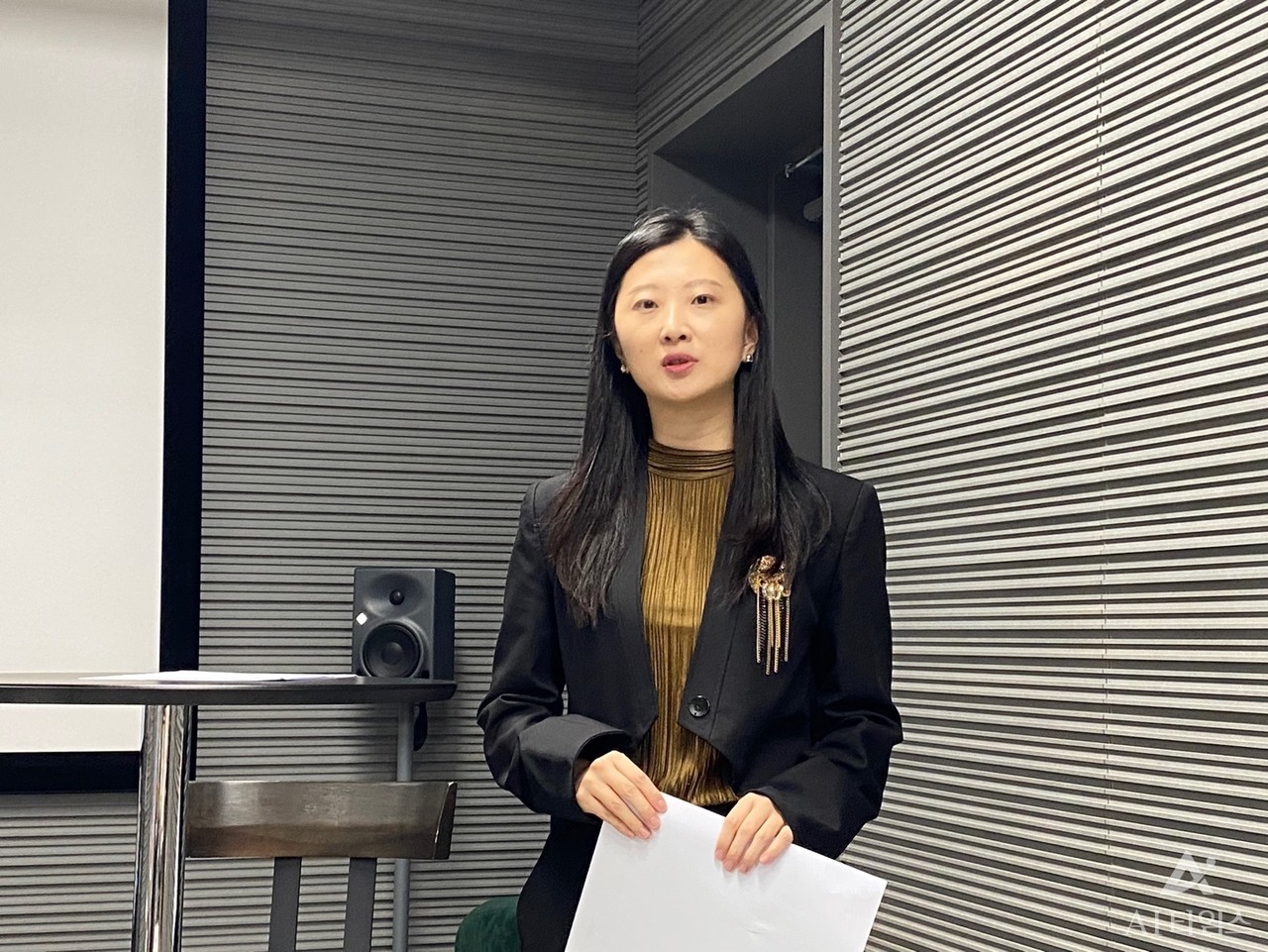 박지은 펄스나인 대표가 공연 의도를 설명하고 있다. 