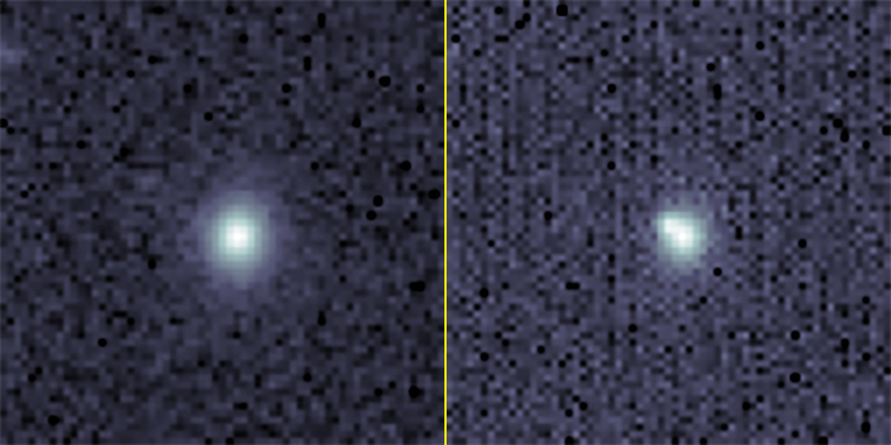 Fotos antes (esquerda) e depois da galáxia em que aconteceu 