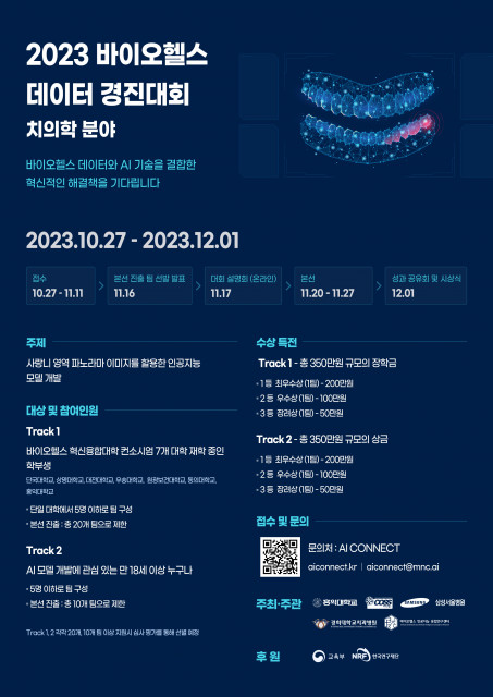 ‘2023 바이오헬스 데이터 경진대회 - 치의학 분야’ 포스터 (사진=홍익대학교) 