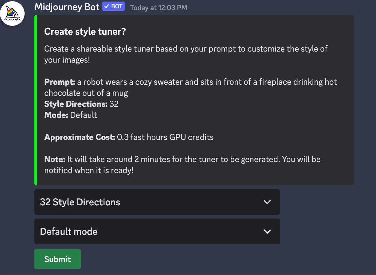 스타일 튜너를 통한 스타일 설정 (사진=미드저니)