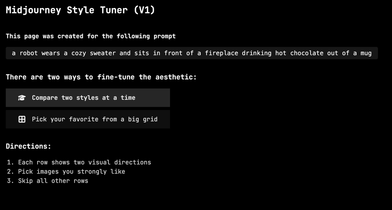 URL 페이지에서 스타일 조정 옵션 선택 (사진=미드저니)