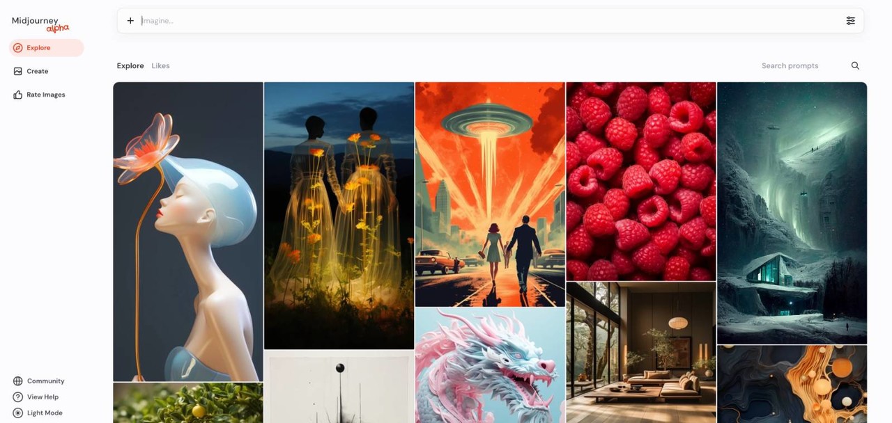 미드저니 알파 로그인 후 첫 화면 (사진=미드저니)