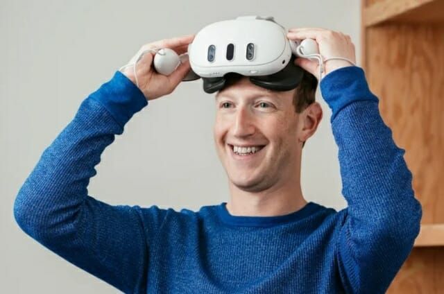 CEO da Meta, Mark Zuckerberg, usando Meta's Quest 3. (Imagem = Meta)
