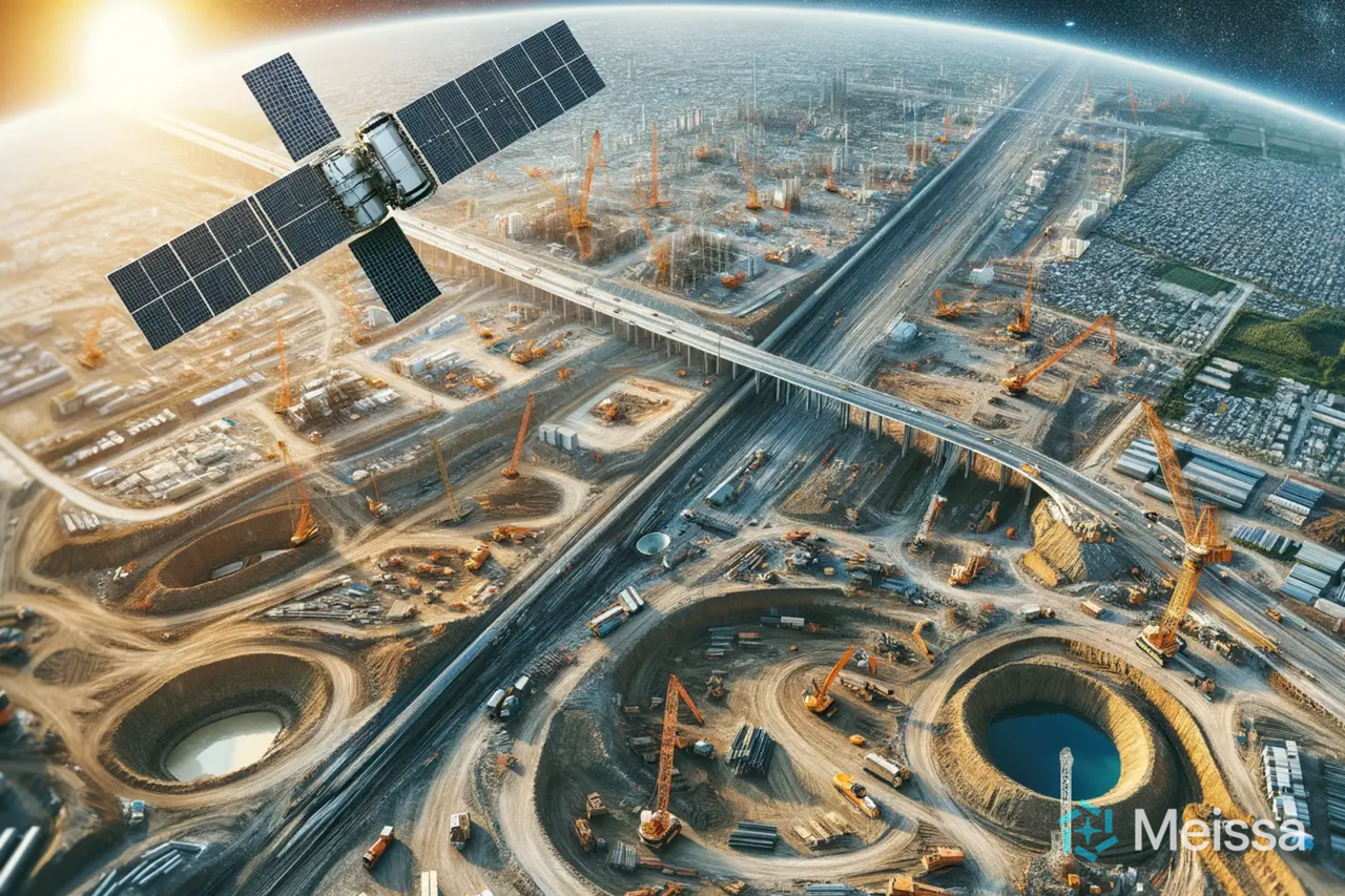 위성영상을 활용한 건설 현장 관리를 생성 AI로 제작한 이미지 (사진=메이사)