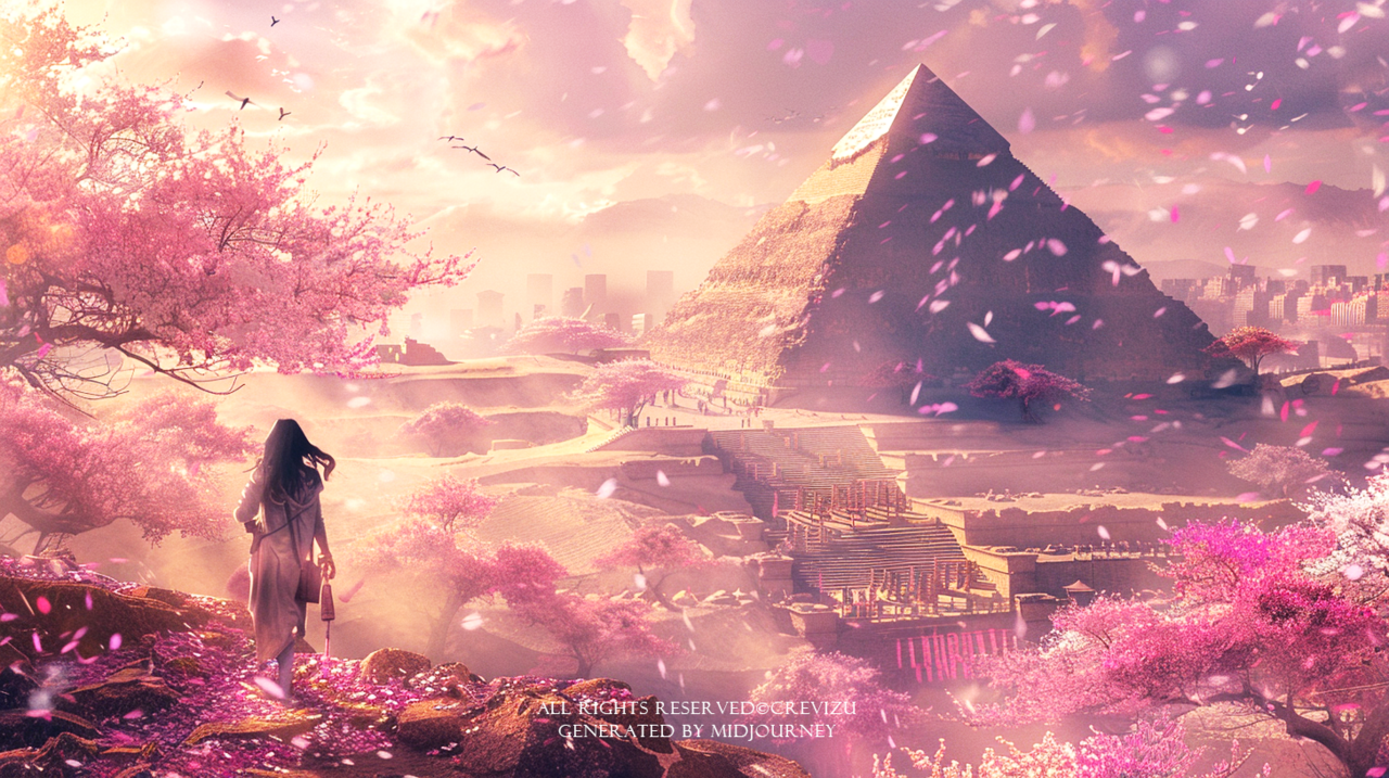 pyramid, cherry blossom forest, lightning, fall petals, scratche (사진=크레비쥬)