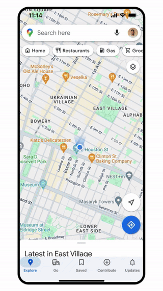 지도 추천 목록 기능 (사진=구글)