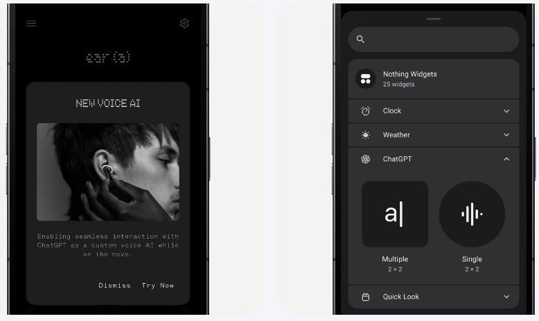 나싱 스마트폰의 챗GPT 위젯 (사진=나싱)