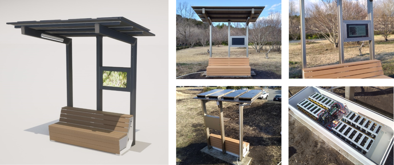 스마트 벤치와 충전용 포트 (사진=후쿠비 화학공업)