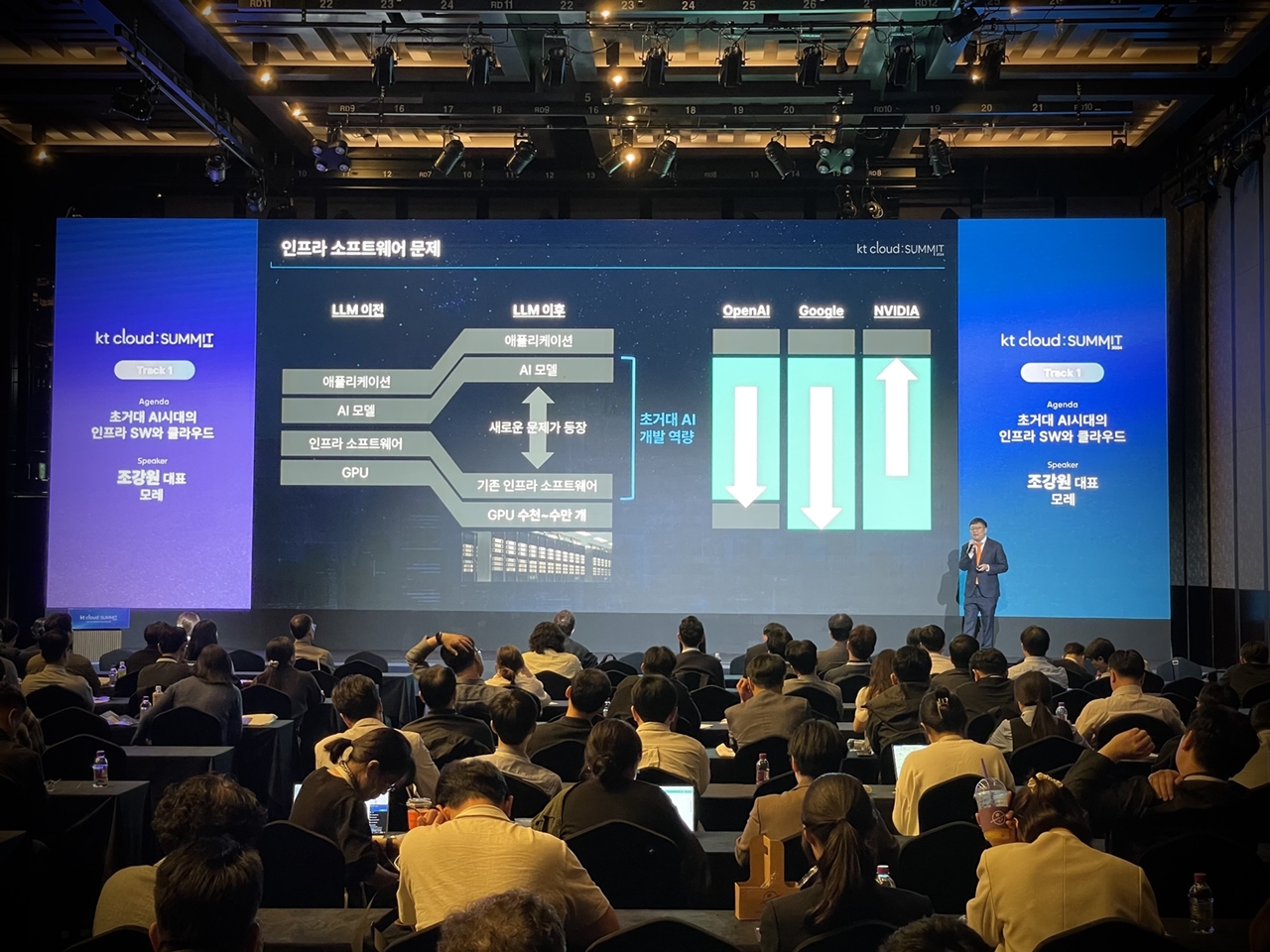 조강원 모레 대표가 kt 클라우드 서밋에서 발표를 진행하고 있다. (사진=모레)