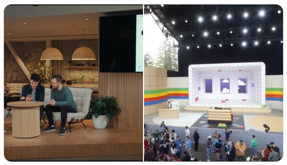 오픈AI의 행사장(왼쪽)과 구글의 행사장 (사진=X, Sam Altman)