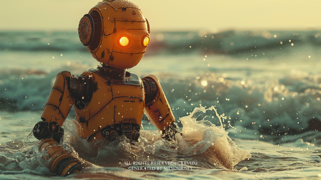 The robot and artificial intelligence want to relax. They are enjoying (사진=크레비쥬)