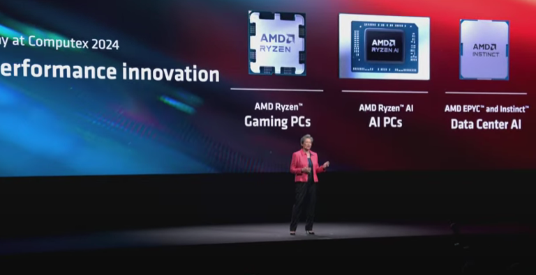 리사 수 AMD CEO가 6월초 열린 '컴퓨텍스'에서 기조 연설을 진행하고 있다. (사진=AMD)