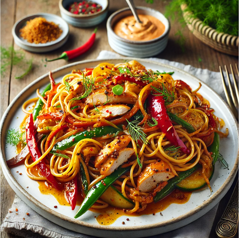 달리로 생성한 덴마크식 핵불닭볶음면 퓨전 요리