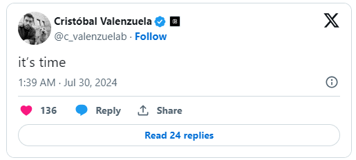 (사진=크리스토발 발렌주엘라의 X)