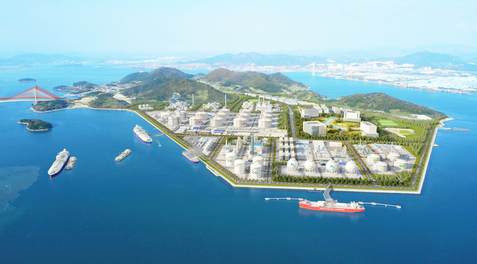 한양과 GS에너지가 여수 묘도에 건설하는 LNG 저장 시설 조감도. (사진=한양)