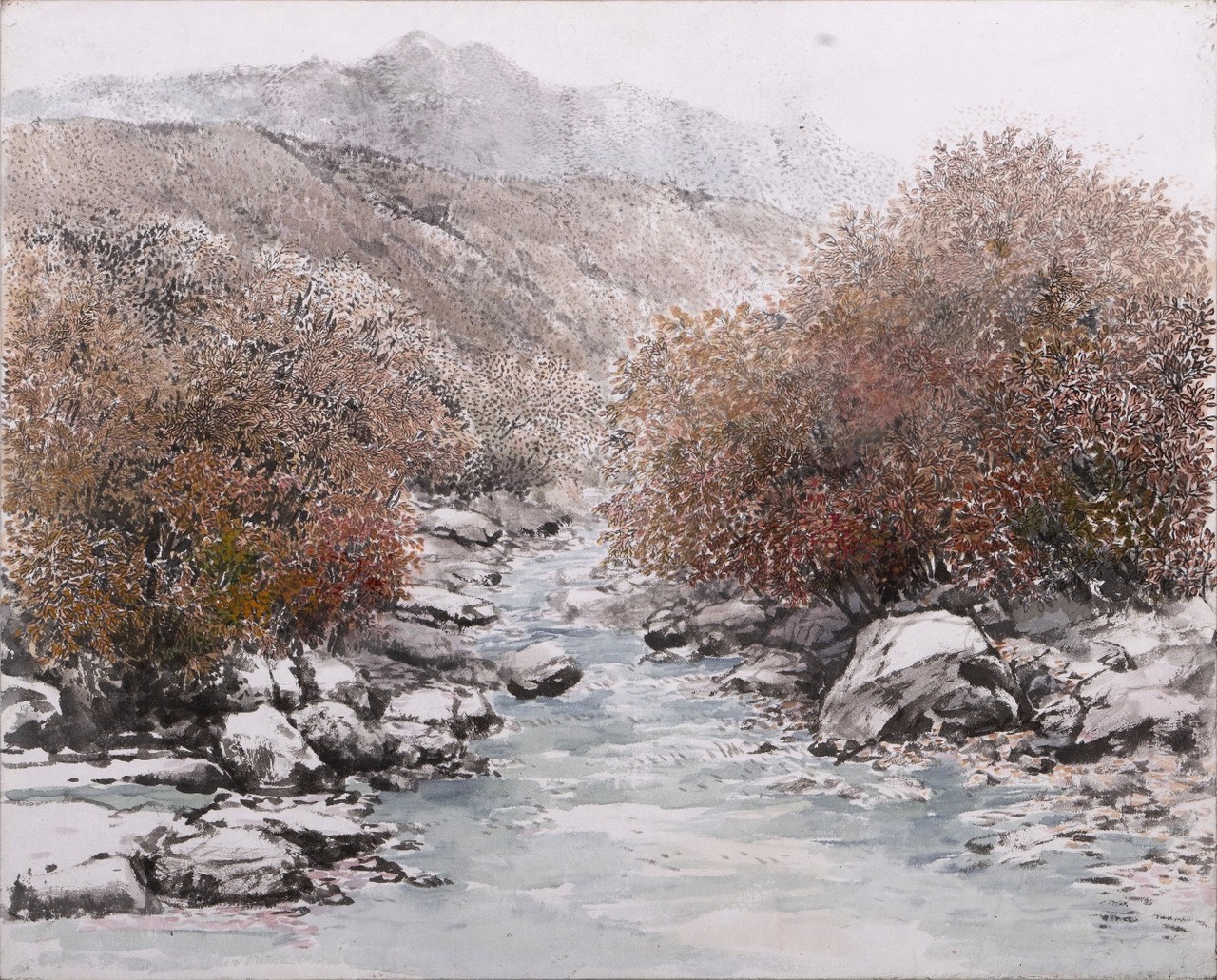 양영순 작. 가을-수묵담채